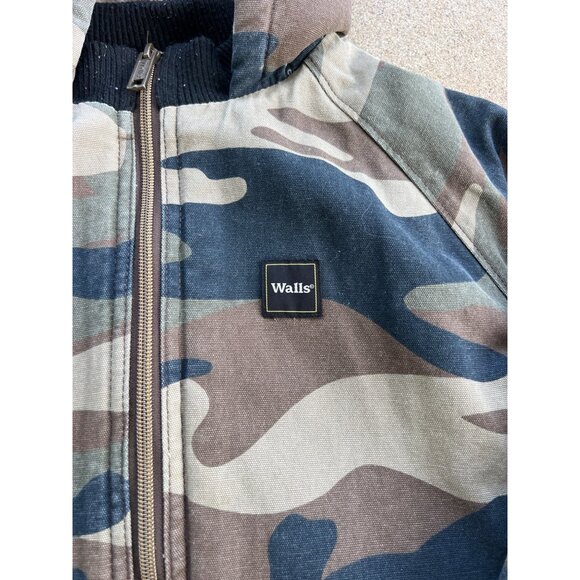 Walls Hooded Camo Jacket XL 16/18 Sherpa Lined R3 - Picture 2 of 5